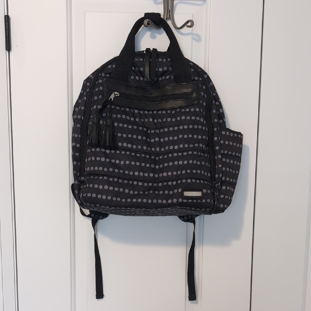Black and Gray Polka Dot Backpack